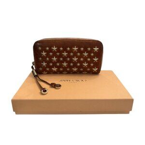 Jimmy Choo Star Stud Leather Zip Wallet | Brown | Full Set